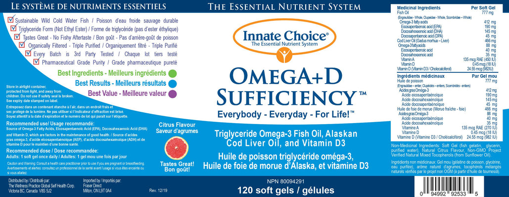 OmegA+D Sufficiency™ High Potency CITRUS 120 Caps